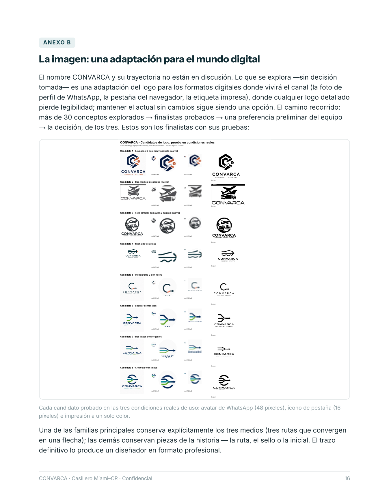 Lámina: finalistas con pruebas de legibilidad